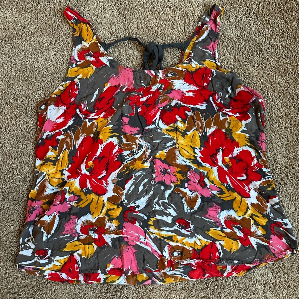Old Navy Floral Tank Top - Red, Yellow, Brown
